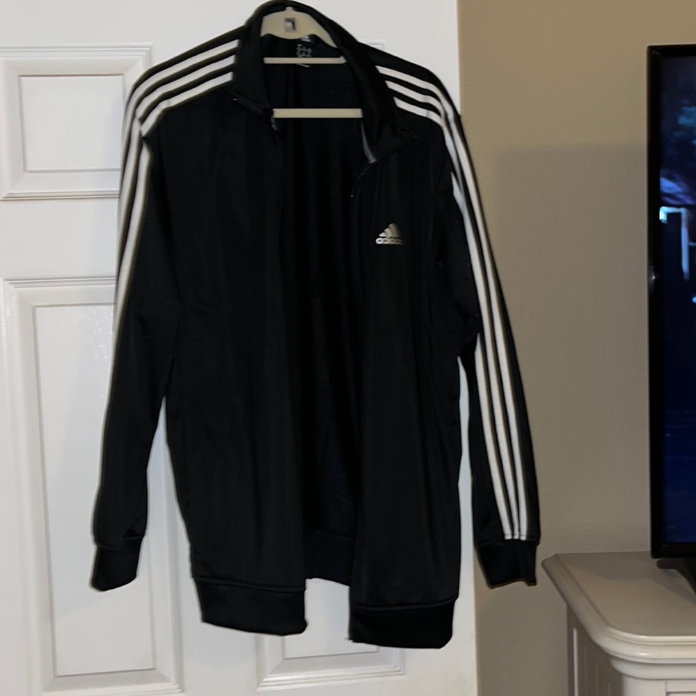Men’s black Adidas track jacket, almost new, worn once or twice
